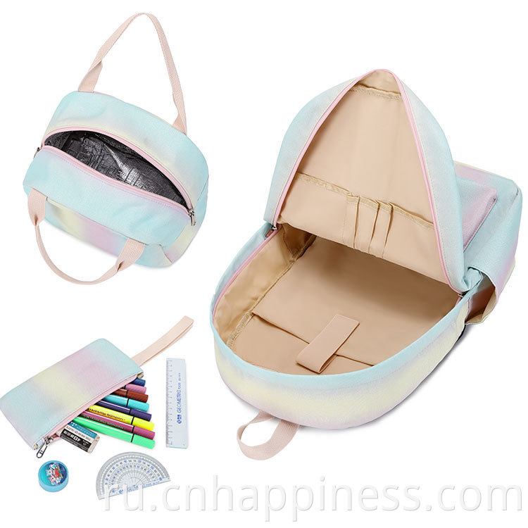 Оптовая мода Travel Fashion Fashion Fasy Schoolbags Set с рюкзаками для ноутбуков изолированные для пикника карандаш карандаш Rainbow рюкзак для девочек